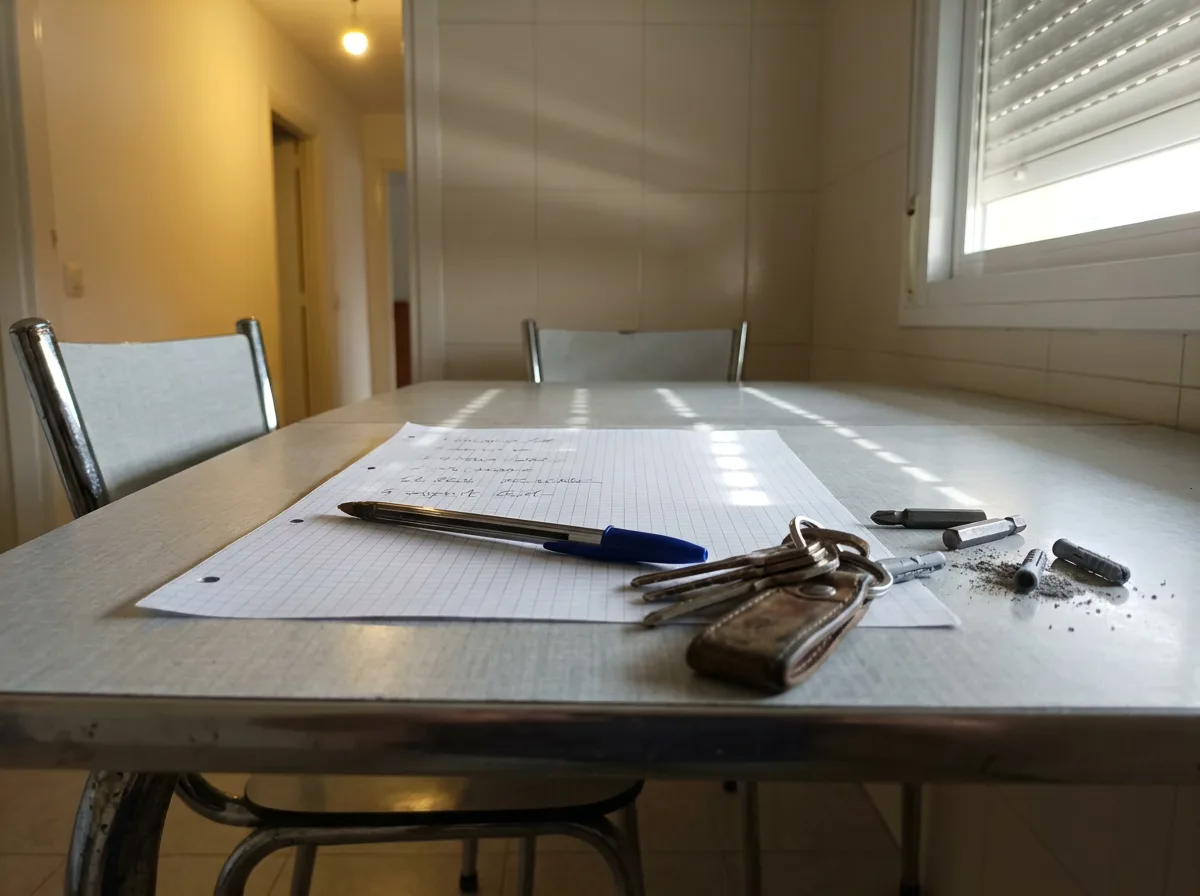 Presupuesto de manitas sobre una mesa con el mínimo por visita, la hora extra y el desplazamiento marcados
